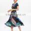 Wholesale chromatic wrinkle clothing slimming A-line dress for lady