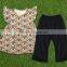 hot sale persnickety remake boya skirt green solid cotton T-shirt and Animal print capris boys clothes summer 2016