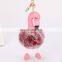 Popular artificial fur pompon flamingo keychain much color fluffy flamingo bag hang gift