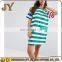 Multi-color Stripe Jersey T-shirt Dress Crew Neck Dropped Shoulders Oversized Fit Summer Wear