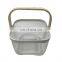 New Manufacture Hot Selling Popular Metal Wire Iron Big Size Picnic Fruit Basket White With Wood Handle Kitchen Home Storage