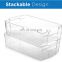 Set of 6 Refrigerator Organizer Bins Clear Plastic Pantry Storage Racks Stackable Fridge Organizers for Freezer