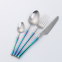 Blue And Silver Plated Flatware Stainless Steel Cutlery Restaurant Silverware Set For Wedding Table Decoration