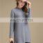 New Design Classic Gray Pure Color Merino wool Cashmere Knitting Long Sweater Women Casual Pullovers