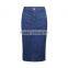 Latest fashion designer classic elegant blue jeans pencil skirt for lady