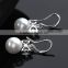High Qulity Round Pearl With Butterlfy Zircon Gold Plated Earrings Elegant Fashion Bijoux Jewelry