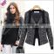 Custom Made Women Wide Faux Fur Collar Black Wool Jacket