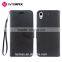 Cheap price Black PU Leather Flip Folio Kickstand Wallet Case with Wrist Strap and Card Slot for HTC Desire 626