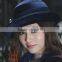 Super Simple Winter Lady's Navy Blue Velvet Hats With Shining Diamond Fascinator