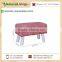 Stylish and Contemporary Wooden Stool/Ottoman with Decorative Pink Chic Rug
