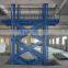 Customizable rail guiding hydraulic elevated work table for cargoes lifting