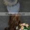 Custom Design Knitted Fashion Cheap Winter Hats Raccoon Fur Ball Hat For Women