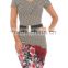 flower print short sleeve dresses with belt made in Turkey