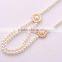 Beautiful girls elegant white pearl hair chains elastic band hair accessories 2016