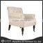 France Classical style solid wood single 1 seater sofa,fabric pulley wheel sofa