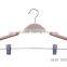 high quality manufacturer laminated hanger, bottom hanger with metal clips laundry hanger