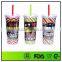 Promotional Plastic 20 ounce double wall straw cup with pvc card insert