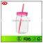25oz customized plastic beer jar with lid and straw
