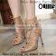 2016 Elegant Peep Toe Fashion Half Boots High Heel Lace-up Peep Toe Ankle Boots for Carton Fair PE4232