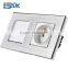 EU standard 2gang 1way remote control switch with 13a 3pin socket