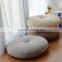 Wholesale living room home office bed furniture soft linen round linen seat sofa pouffe cushion