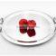 Mirror polish round stainless steel large serving tray with handle