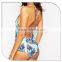 Summer spaghetti strap floral print quick dry women one piece bathing suit