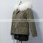 Myfur Popular Ladies Army Green Cotton Parka with Real or Fake Fur Lining Raccoon Fur Hood