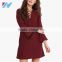 Summer Women's New Fashion Clothing 2016 Maroon Bell Sleeve Shift Dresses