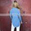 Top Selling Products Blue Cold Shoulder Long Sleeve Jersey Top Woman