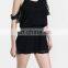 Black Ruffled Cold Shoulder Wholesale Jumpsuit Romper