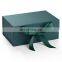 Custom Printed Rigid High End Foldable Magnetic Lock Luxury Gift Box With Ribbon Closure