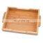 Bamboo Small Tray with Handles, Rectangle Serving Tray for Food Coffee or Tea at Home, Hotel & Restaurant