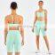 Ribbed Seamless Yoga Short Set Women Summer Activewear Sports Fitness Gym Yoga Bra Cross Back