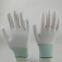 white polyester knitted white PU palm coated safety work gloves anti-static comfortable breathable