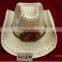 cheap bulk woven paper cowboy straw hats decorated with leaf pattern