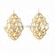 Hollow Out Jewelry Accessory Burnished Gold Plated Geometric Hanging Earrings