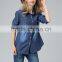 New Arrival Garment Factory Winter New Wholesale Popular Denim Jeans Shirts Blue Women Blouses