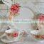42pcs large decaled fine china dinner ware stock, super white dinner set stock 6 people dishes set