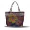 Linen Cotton Women Floral Embroidery Tote Bag Shopping Bag