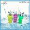 2014 The newest design Popular Carnoon Plastic Straw Cup with Lid for Film Sales Promotion