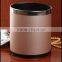 Home stick leather trash can store, black, leather, stainless steel hotel, guest room, garbage can.