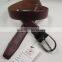 Reversible zinc alloy buckle leather belt for men