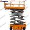 Moving scissor lift platform with battery for outdoor