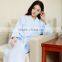 Blue Velour Bathrobe Kimono Collar Robes Women Elegant Home Sleepwear