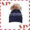 Women Real Raccoon Fur Ball Knitted Beanie Hat