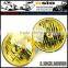 5' Round YELLOW LENS head light , 12V / 24V Halogen Sealed Beam , SEMI SEALED BEAM, install HID ,H4