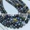 9-10mm Near Round AA Real Natural Cultured Freshwater Peacock Black Pearl