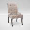 white fabric upholstery wooden leg armrest chair for restaurant armrest