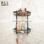 America Style Wall mounted Bath fittings ORB and Vacuum plating brass hanging corner basket for bathroom storage